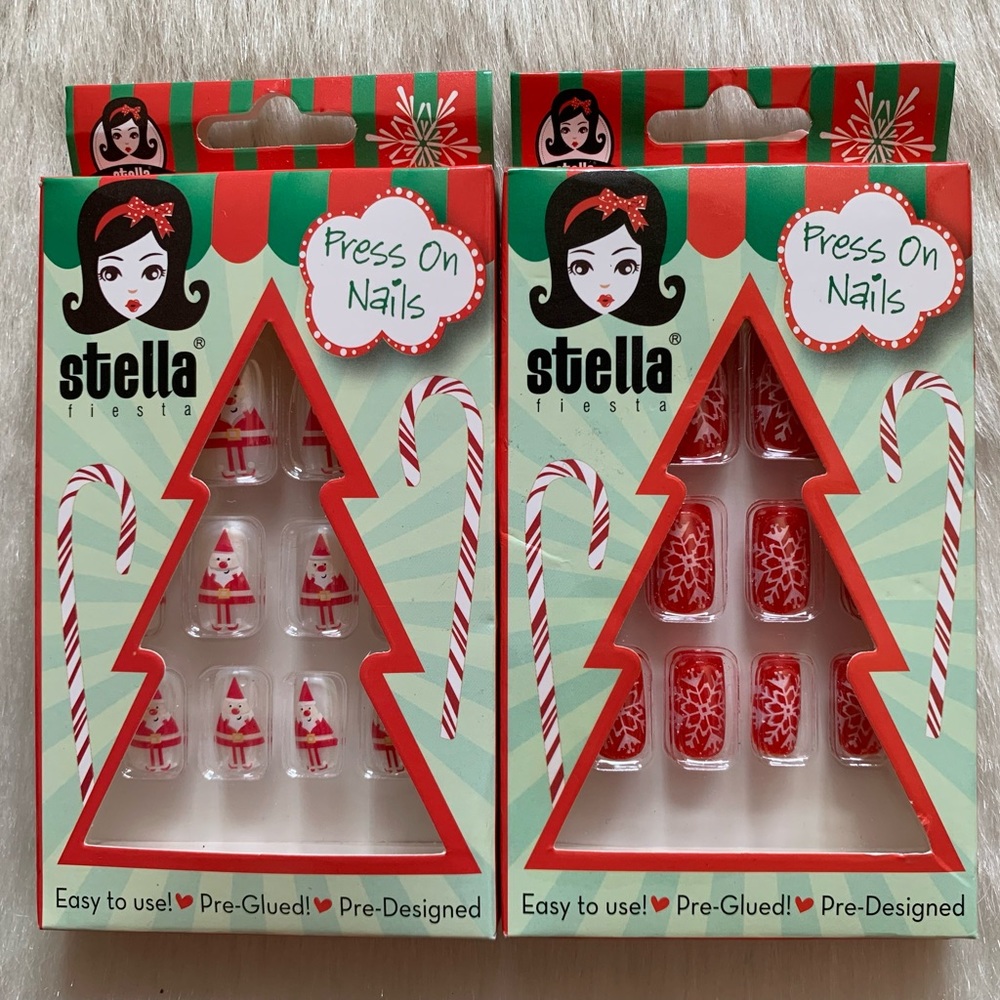 Stella Fiesta Christmas Holiday Santa Snowflake Press-On Party Statement Nails